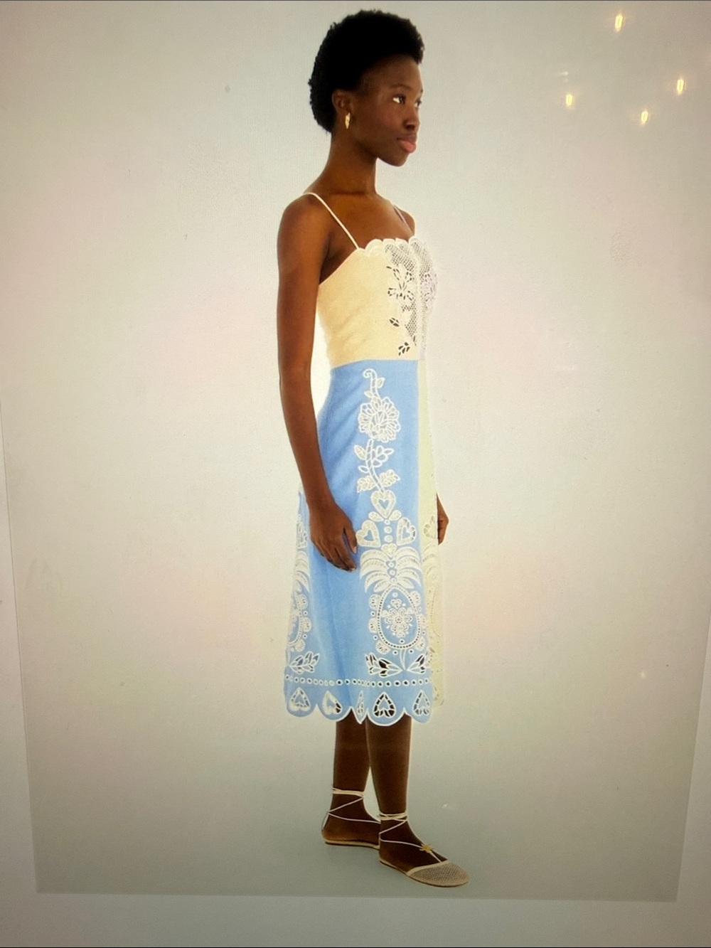 NWT-FARM Rio Colorblock Embroidered midi Sundress - Blue, Lime & Lavender - Picture 10 of 12